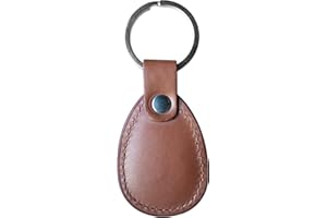 hecere Genuine Leather RFID Key Fob Tag Proximity ID T5577 Programmable Rewritable for Access Control 1pcs/lot (Brown ID Keychain, Oval)
