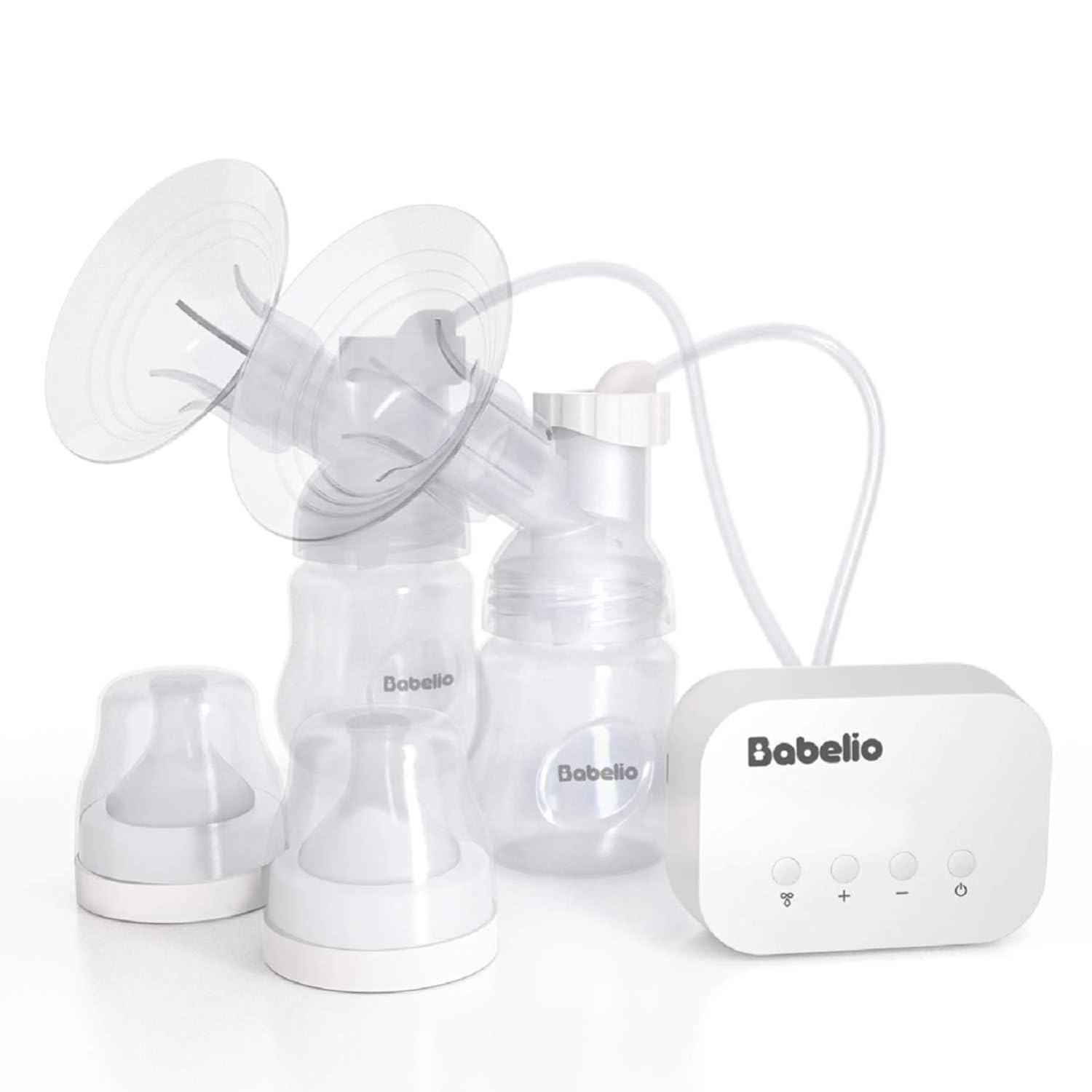 BABELIO Electric Breast Pump, 2 Modes, 12 Levels, Strong Suction Power, Portable Double Breast Pump, Food Grade Silicone for Breast Feeding, BPA Free, Memory Function, Ultra Quiet, Rechargeable