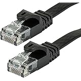 Monoprice Cat5e Ethernet Patch Cable - 0.5 Feet - Black | Network Internet Cord - RJ45, Flat,Stranded, 350Mhz, UTP, Pure Bare