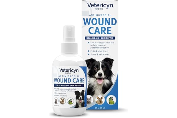 Vetericyn Plus Dog Wound Care Spray | Healing Aid and Skin Repair, Clean Wounds, Relieve Dog Skin Allergies, Safe for All Animals. 3 ounces