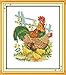 Joy Sunday Cross Stitch Kit 14CT Stamped Embroidery Kits Precise Printed Needlework- The Chicken Family (2) 31×35CM