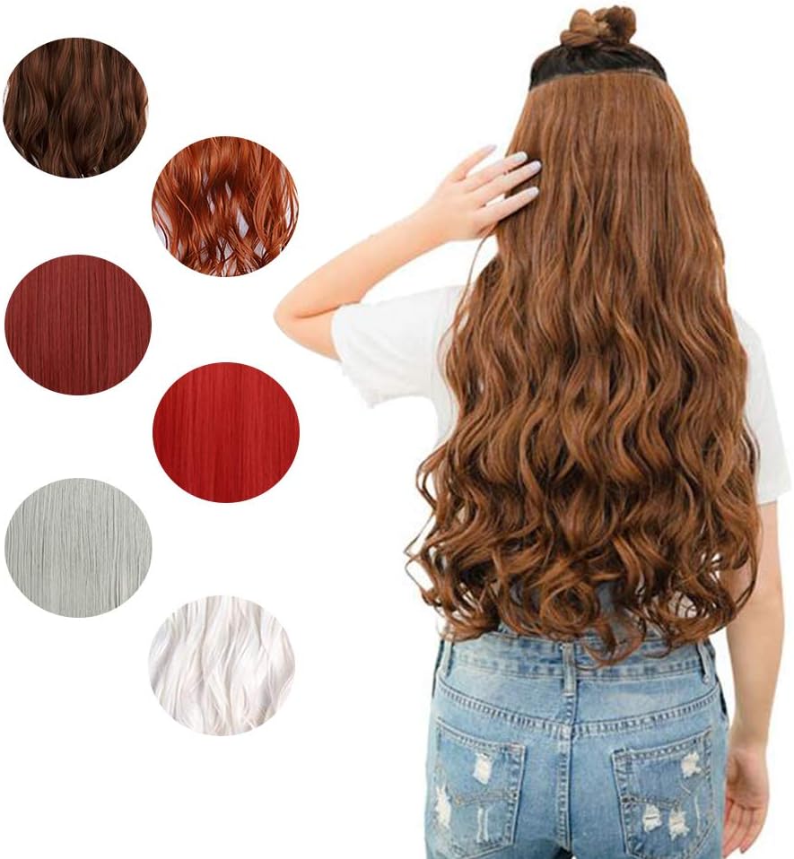 Clip In Hair Extensions 1 Pcs 5 Clips Half Full Head Synthetic Curly Hairpiece Natural Look