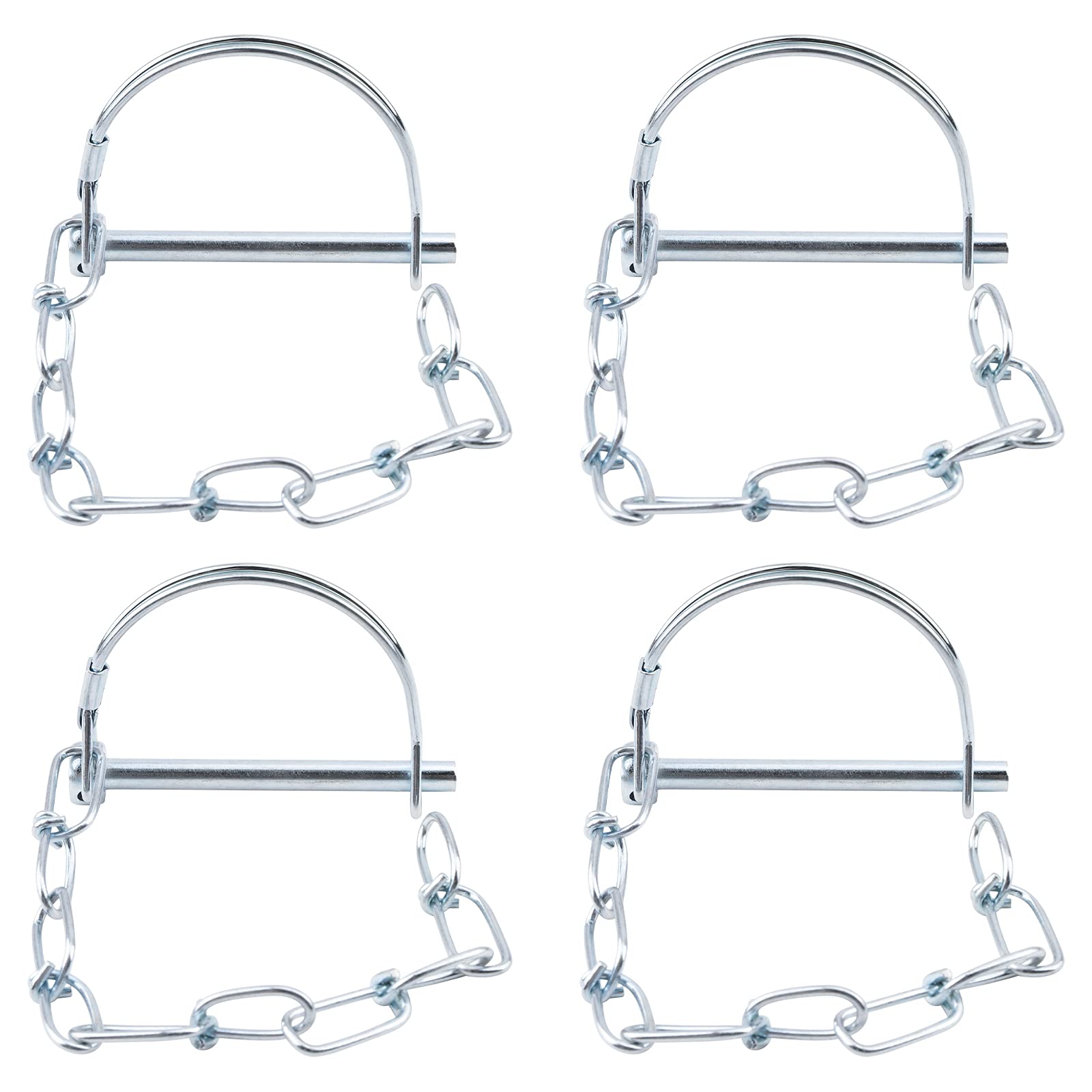 INCREWAY Shaft Locking Pin, 4PCS 6mm Carbon Steel Round Loop Wire Lock Pin with Chain Safety Coupler Pin for Track Farm Lawn