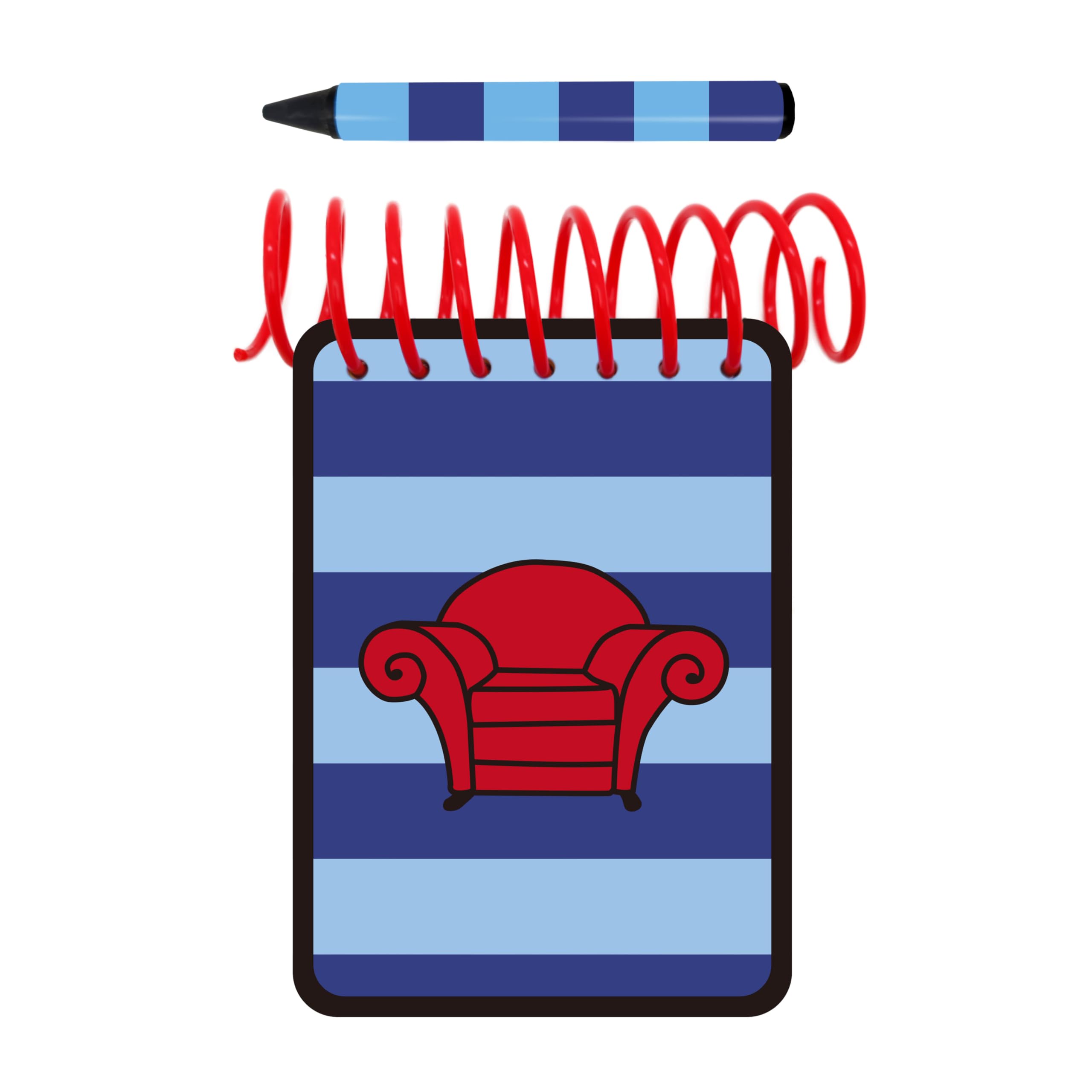 Photo 1 of ASVP Shop Handy Dandy JOSH Notebook With 1 Black Blue Striped Crayon