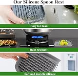 SwirlColor Gray Silicone Spoon Rest - Heat Resistant & Non-Slip Utensil Holder view 5