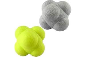 AIRLAXER Reaction Ball,Reflex Ball for Hand Eye Coordination Training,2.83 inch,Pack of 2-Yellow,Grey