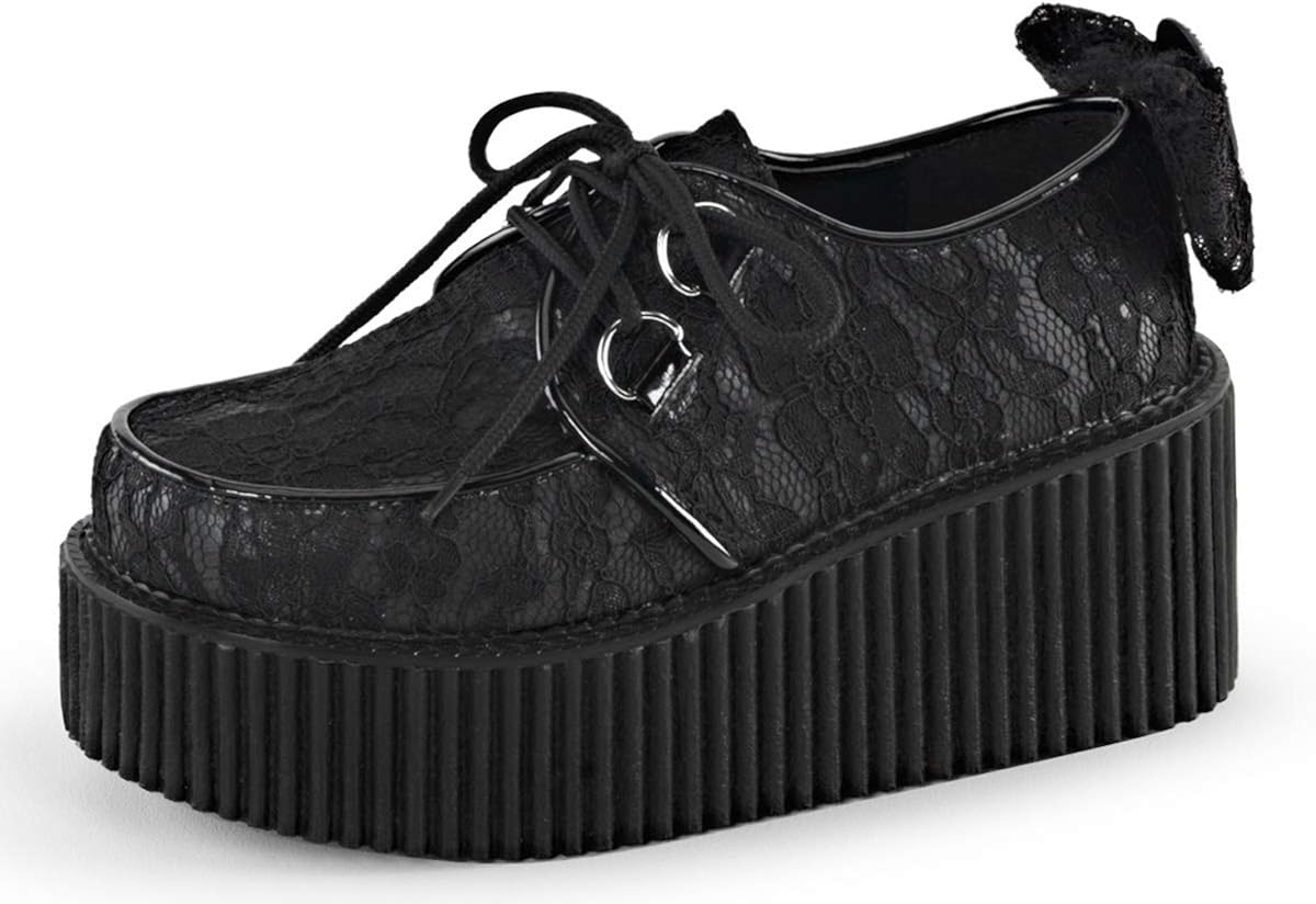 Demonia Damen Goth Punk Emo Vegan Creeper212 mit Spitze Amazon.de