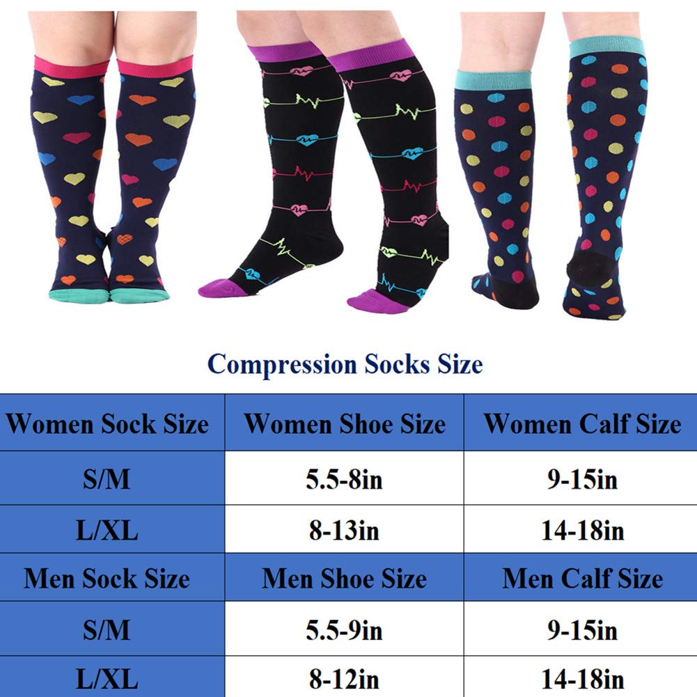 ZFiSt 3 Pairs Medical&Althetic Compression Socks for Women, 20-30 mmHg Nursing Performance Socks for Edema, Diabetic, Varicose Veins,Shin Splints,Running Marathon (Style1, S/M)