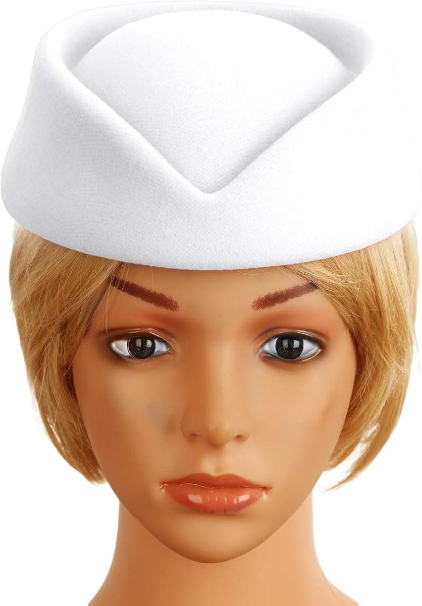 inlzdz Stewardess Hut Wollfilz Pillbox M/&uuml;tzen Damen Flugbegleiterin Cosplay Kost/&uuml;m Elegant Stewardess Cap Baskenm/&uuml;tze Party Base Kappe