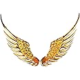 1 Pair Angel Wings Car Emblem Sticker, 3D Metal Stereo Hawk Eagle Wings, 4.92in*1.37*0.39in, Suitable for Most Car Models (Golden)