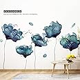 RW-2003 Removeable 3D Blue Dream Flower Wall Stickers DIY Home Wall Decoration Art Decor Wall Decal Peel and Stick Murals for Girls Kids Babys Bedroom Living Room Offices Nursery Bathroom Playroom
