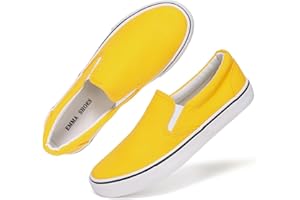 EMMA SHOES Low-Top Slip Ons Women's Fashion Sneakers Casual Canvas Sneakers for Women Comfortable Flats Breathable Padded Insole Slip on Sneakers Women Low Slip on Shoes