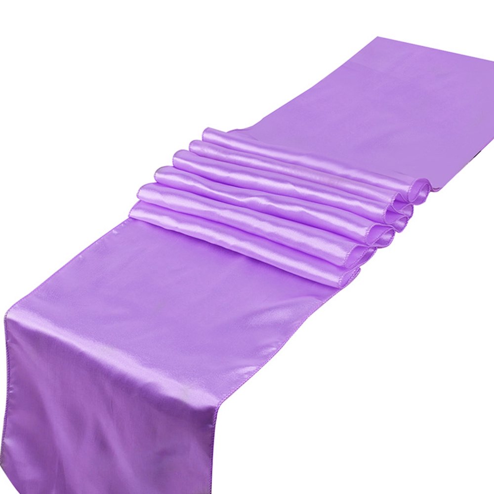 RayLineDo® Pack of 10 12'' X 108'' Satin Table Runners for Wedding Party Banquet Table Party Bridal Decoration in Lilac