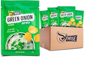Wise Snacks Green Onion Dry Dip Mix 0.5 oz (12 Packets) - Gourmet Seasoning Blend for Snacks, Appetizers, and Party Platters, No Artificial Flavors, Easy to Prepare, Perfect for Entertaining