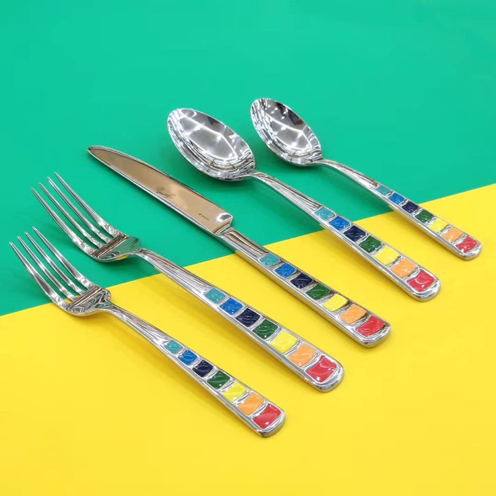 Photo 1 of Unique Colorful Silverware Set for 4, Modern Stainless Steel Flatware Cutlery Tableware Utensil Set Knives Forks Spoons,Dinnerware Sets for Christmas Party Kitchen Wedding Gifts 20-piece