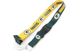 aminco NFL Green Bay Packers Reversible Lanyard, Team Colors, one Size (NFL-LN-162-19)