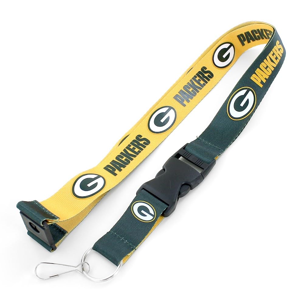 aminco NFL Green Bay Packers Reversible Lanyard, Team Colors, one Size (NFL-LN-162-19)