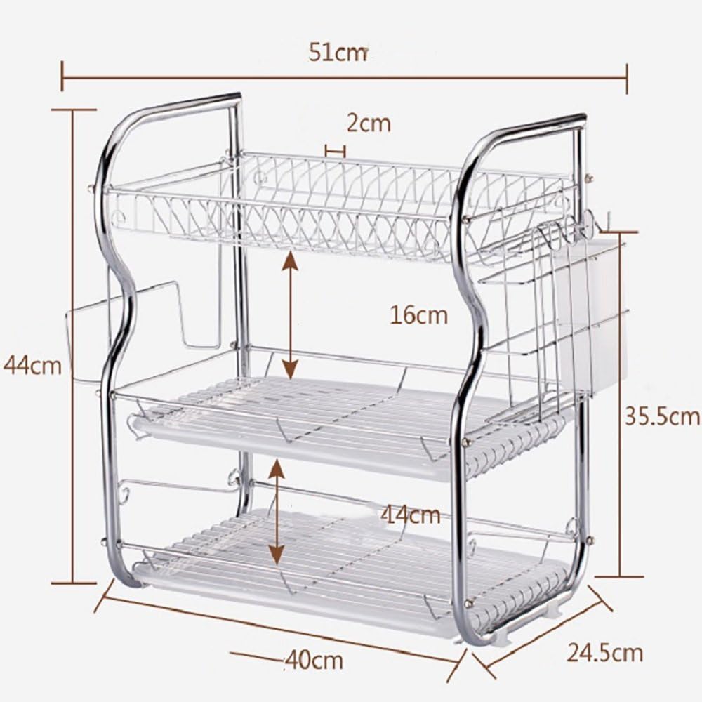 Towel rack 3 Layer Kitchen Dish Rack/Bowl Chopsticks Knife Storage Rack/Kitchen Supplies Finishing Rack/40 * 24.5 * 44CM Bathroom wall hanging