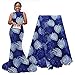 pqdaysun African Lace Fabrics 5 Yards 2019 Nigerian French Beaded Tulle Fabric (Royal Blue)