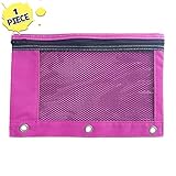 1 Pink Zippered Pencil Case by School Smarts - 3 Ring Pink Pencil Pouch for Binder with Mesh and plastic window. For Use in and Out of the Classroom.