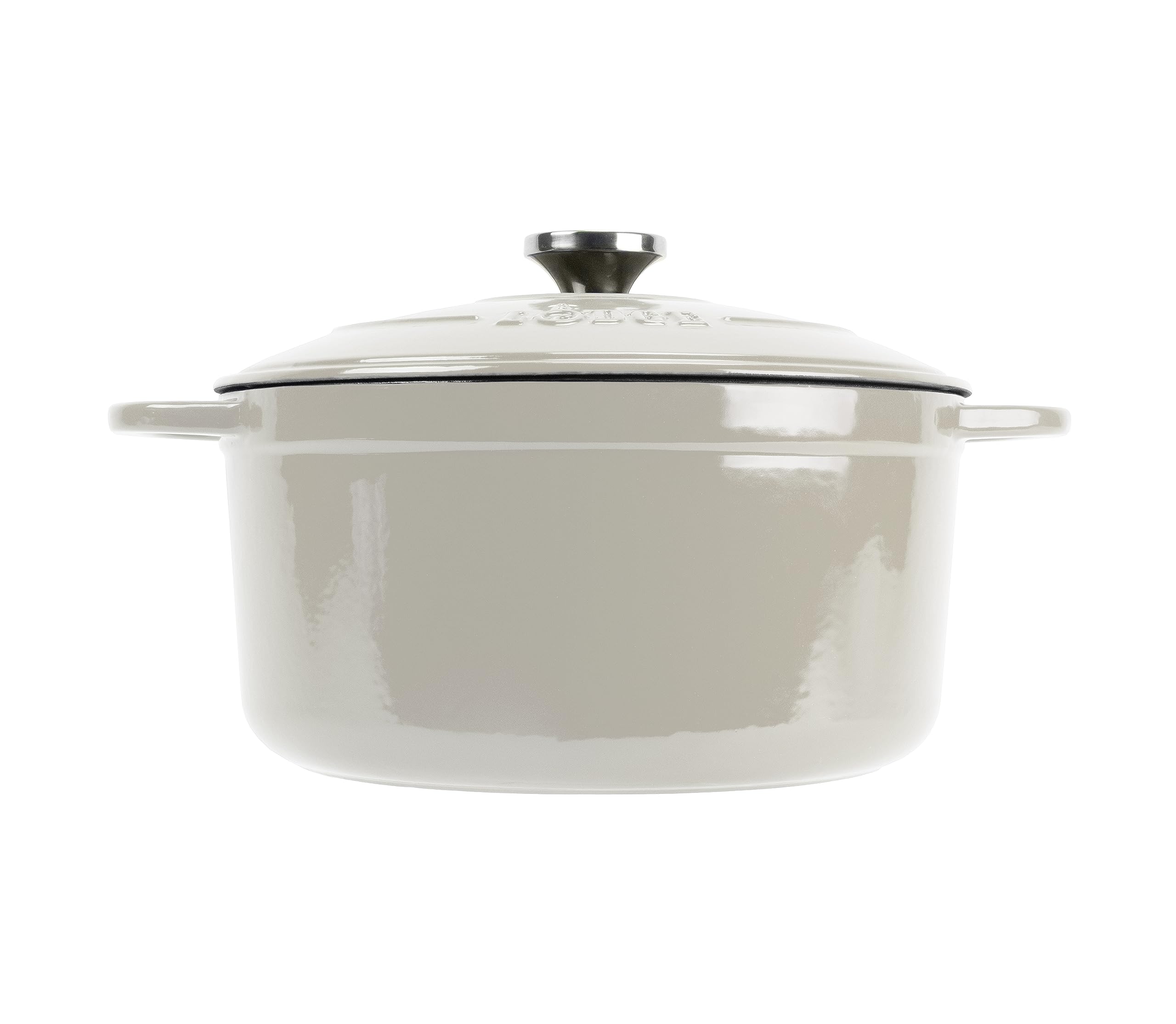 Lodge 6.5 Quart Enameled Cast Iron Dutch Oven with Lid – Dual Handles – Oven Safe up to 500° F or on Stovetop - Use to Marinate, Cook, Bake, Refrigerate and Serve – Oyster