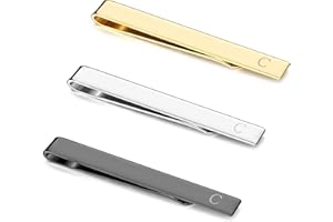 UBGICIG 3 Pcs Stainless Steel Tie Clips for Men Elegant Personalized Letter Tie Clip Set for Men Classic Gold Silver Black Tone Tie Bar Father's Day Gifts Business Wedding Anniversary