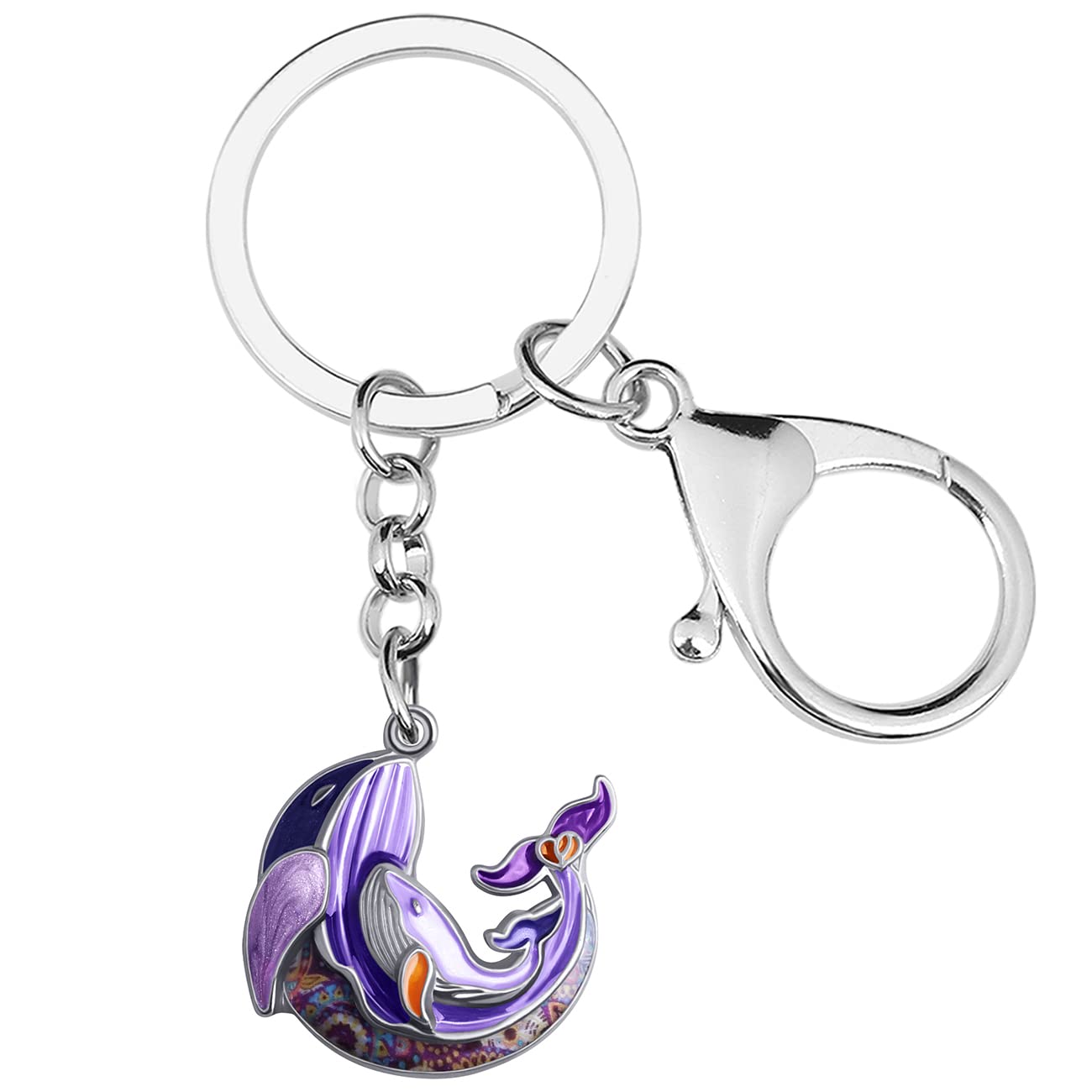Enamel Alloy Ocean Whale Keychain Mothers Day Charms Novelty Gifts For Women Girls Bag Wallet (Purple)