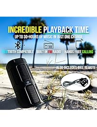 Sistema de bocina Bluetooth de Celta blu   16 W, gama 100 ft con Sonido Surround   Incluye centro de carga portátil, ranura TF, FM, soporte para bicicleta y control remoto Negro