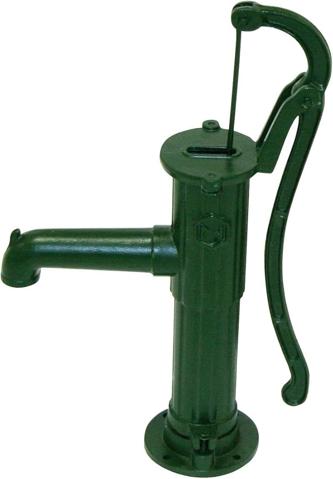 Xclou Cast Iron Hand Pump Charming Garden Hand Pump in Green Flange