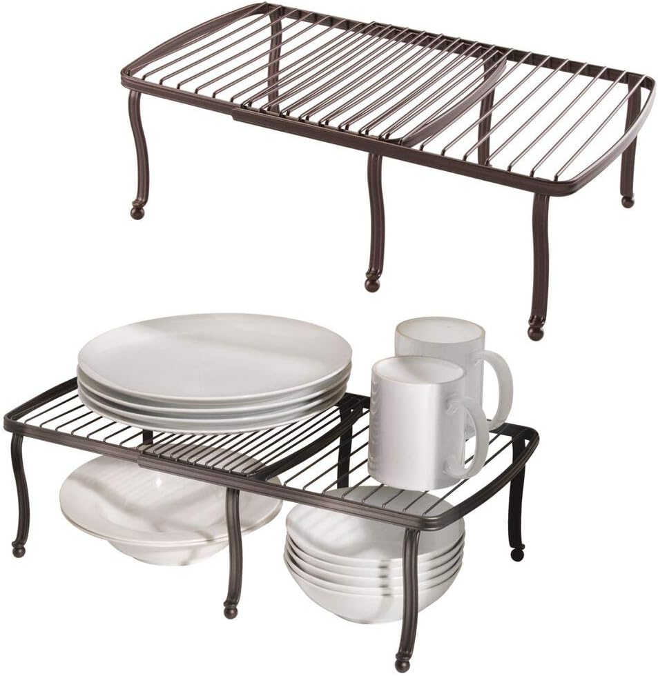 mDesign 4Piece Set of 2 Kitchen Storage Shelf — Expandable Shelf for