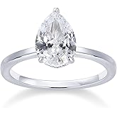 PAVOI 14K Gold Plated Simple 2.5CT Pear Cubic Zirconia Hidden Halo Eternity Ring Fake Bridal Wedding Promise Statement - Engagement Ring for Women