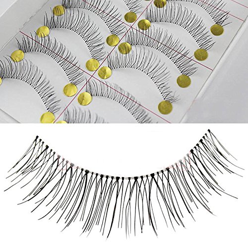 Nicedeal 10 Pairs Natural Look Taiwan Handmade Fake False Eyelashes Eye Lashes Transparent Stem 218 Classical Eyelashes Make-up Tools and Brushes for Beauty