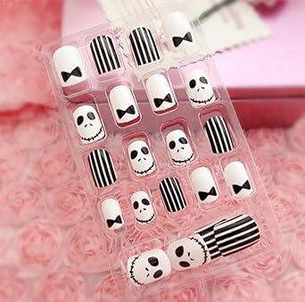Amazon ハロウィン スカル ネイルチップ つけ爪 24枚入 フルチップ
