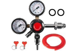 LUCKEG CGA580 Nitrogen Beer Regulator Dual Gauge Gas Air Pressure Regulator with 0-100 PSI Delivery Pressure Premium Double G