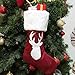 Faylapa Personalized Christmas Stocking, 6 Pack 18 Inch Knitted Xmas Stocking for Kids with DIY Snowman Name Tags, for Fireplace Christmas Holiday Family Party Decoration, Red Green White