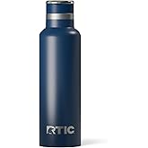 RTIC 20oz Journey Water Bottle Ceramic Lined Metal Stainless Steel Vacuum Insulated, BPA Free, Reusable, for Water, Hot and Cold Drinks, Travel, Sports, Camping, Navy