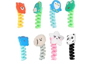 Crovakeu 8 Pcs Cartoon Cable Protectors and Organizers, Flexible Silicone Cord Managers for Preventing Phone Charger & Data C