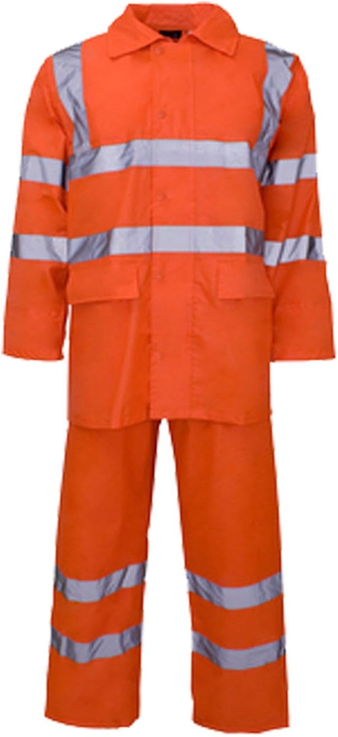 Forever Hi Viz Waterproof Rainsuit Set High Vis Visibility Jacket & Trouser: Clothing