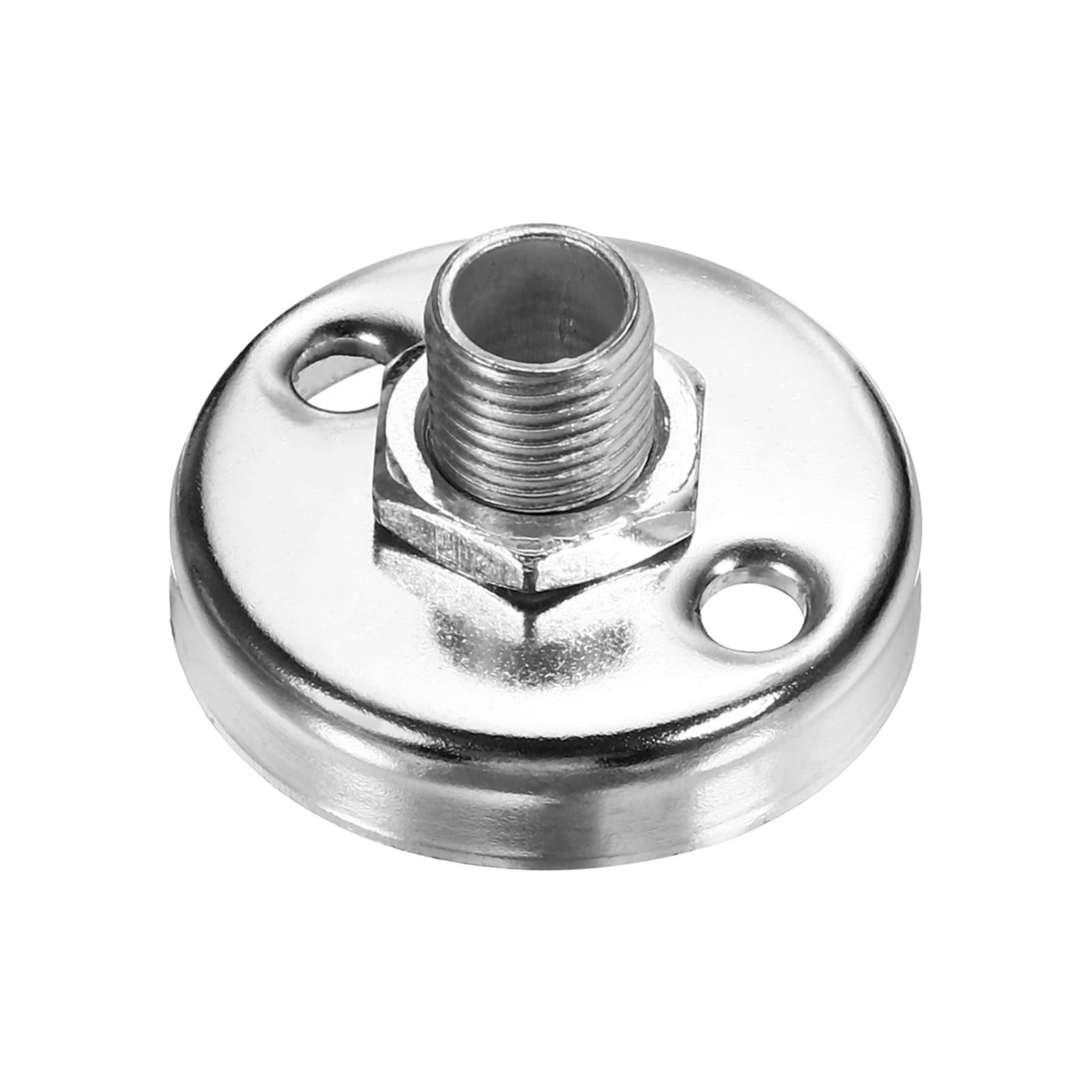 PATIKIL 0.71" Microphone Flange Mount, M10 Male Thread Nut Screw Round Base for Microphone Gooseneck Hose Adapter, Silver Tone