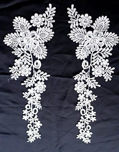 White/red/black Bridal Gown Skirt Veil Accessories Lace Trim Lace 15 '' X5'' By Pair (White&amp;sequins)