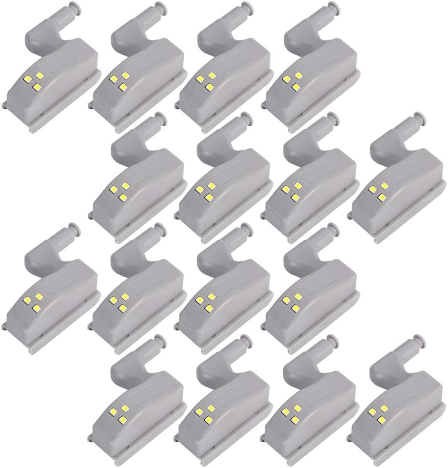 COSORO 16pcs Cabinet Hinge LED Sensor Light for Living Room/Bedroom/Wardrobe/Kitchen Cupboard, Closet Night Lights (White)