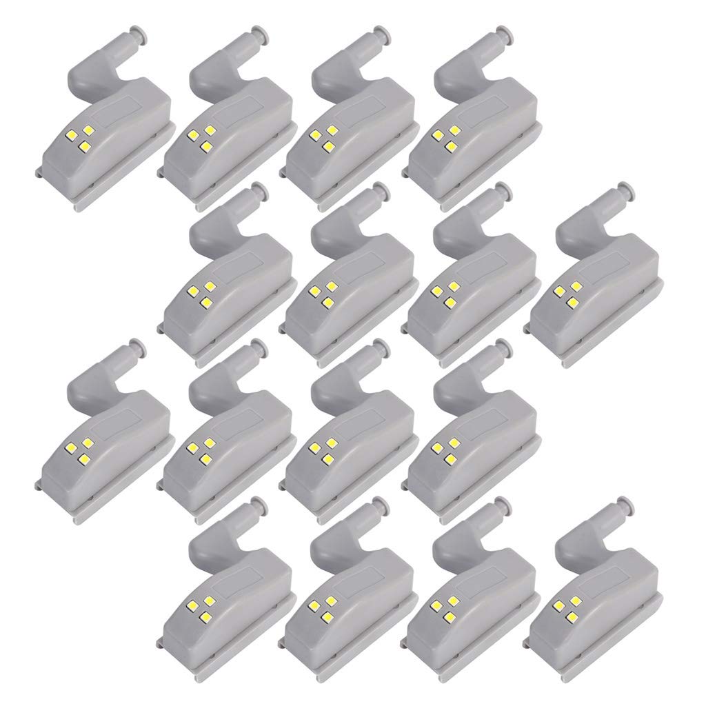 COSORO 16pcs Cabinet Hinge LED Sensor Light for Living Room/Bedroom/Wardrobe/Kitchen Cupboard, Closet Night Lights (White)