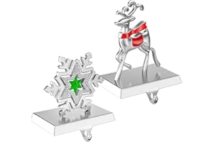 Homyplaza Christmas Stocking Holders for Mantle Set of 2 Stocking Hangers Weighted Metal Hook Stand for Fireplace Christmas Decoration