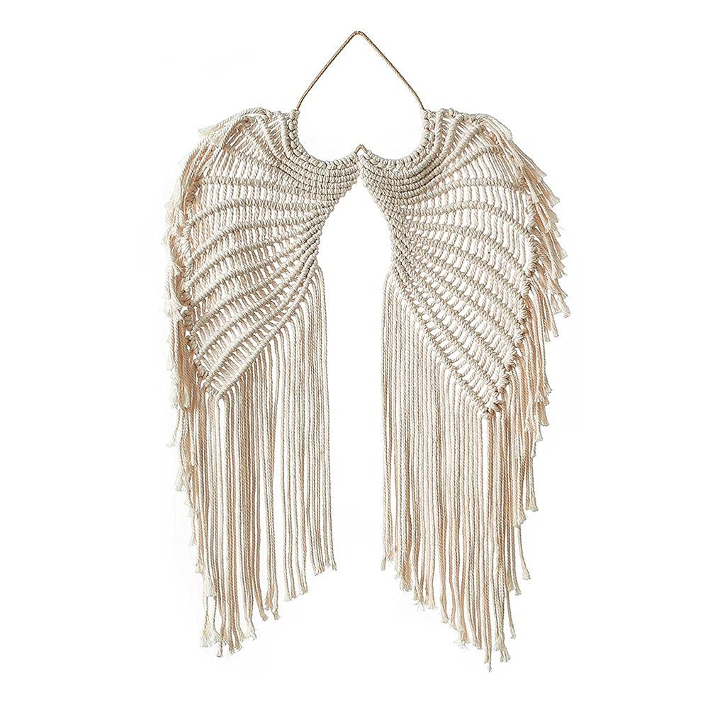 Chiyyak Macrame Wall Hanging Angel Hand Woven Wall Tapestry Bohemian Angel Wall Art for Home Living Room Bedroom