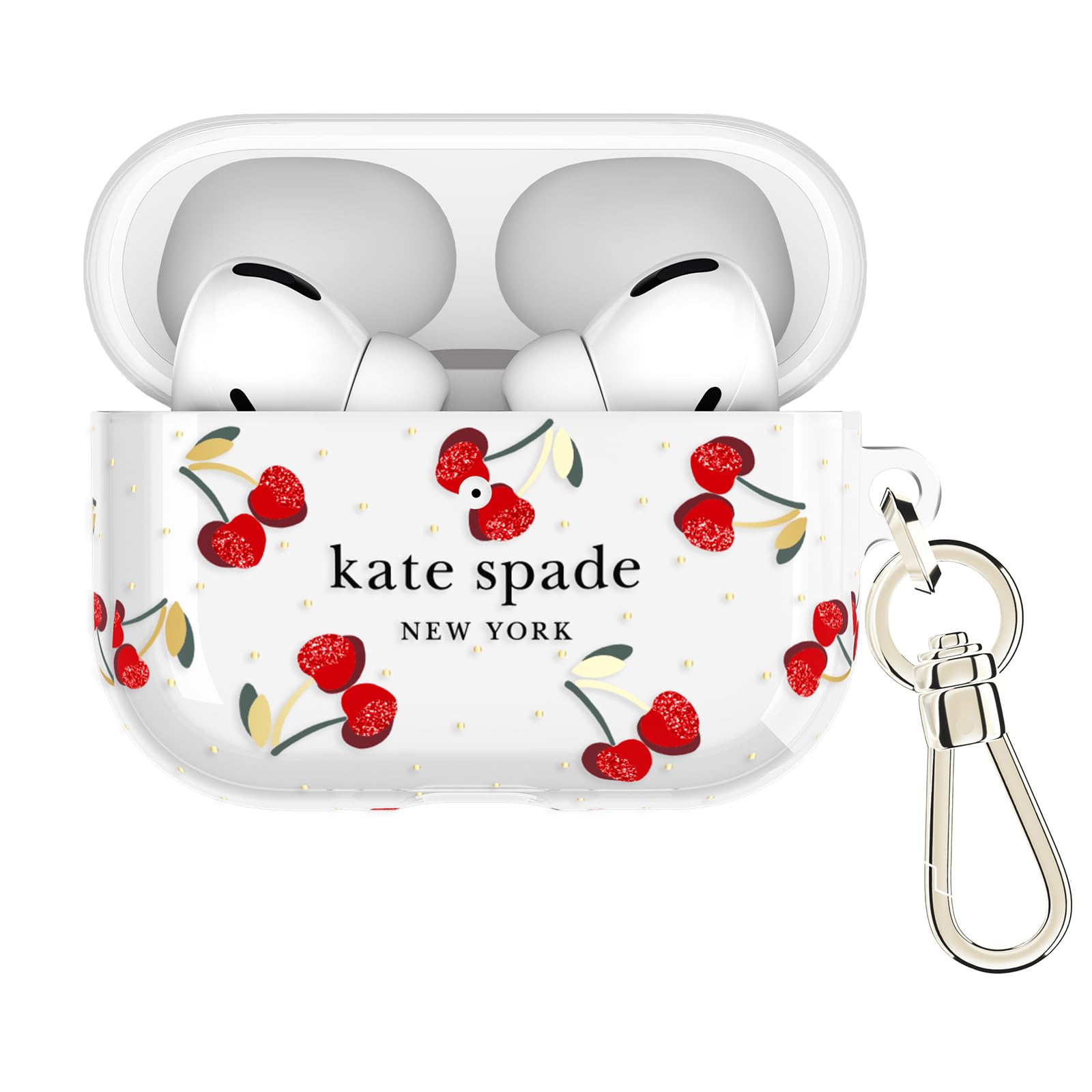 kate spade new york AirPods Pro 3 Protective Case with Keychain Ring Clip - Cherry Dot, Compatible with AirPods Pro 3rd Generation Image