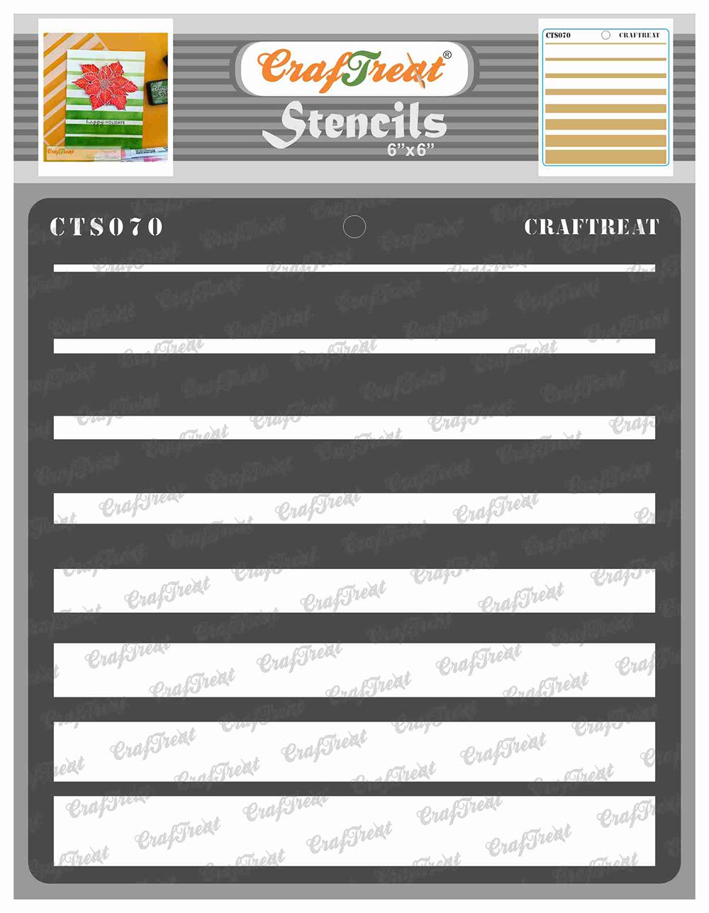 CrafTreat Reusable Geometric Stencils for Painting on Wood, Wall, Tile, Canvas, Paper, Fabric and Floor - Graduated Stripes Stencil - 6x6 Inches - DIY Art and Craft Stencils