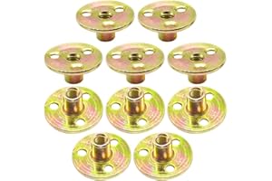 Hocansen 10Pcs T-nut with Round Base M6 Hole Tee Nut Flange Insert Female Thread Plate Nut for Furniture Hardware (FL-LM/M8)