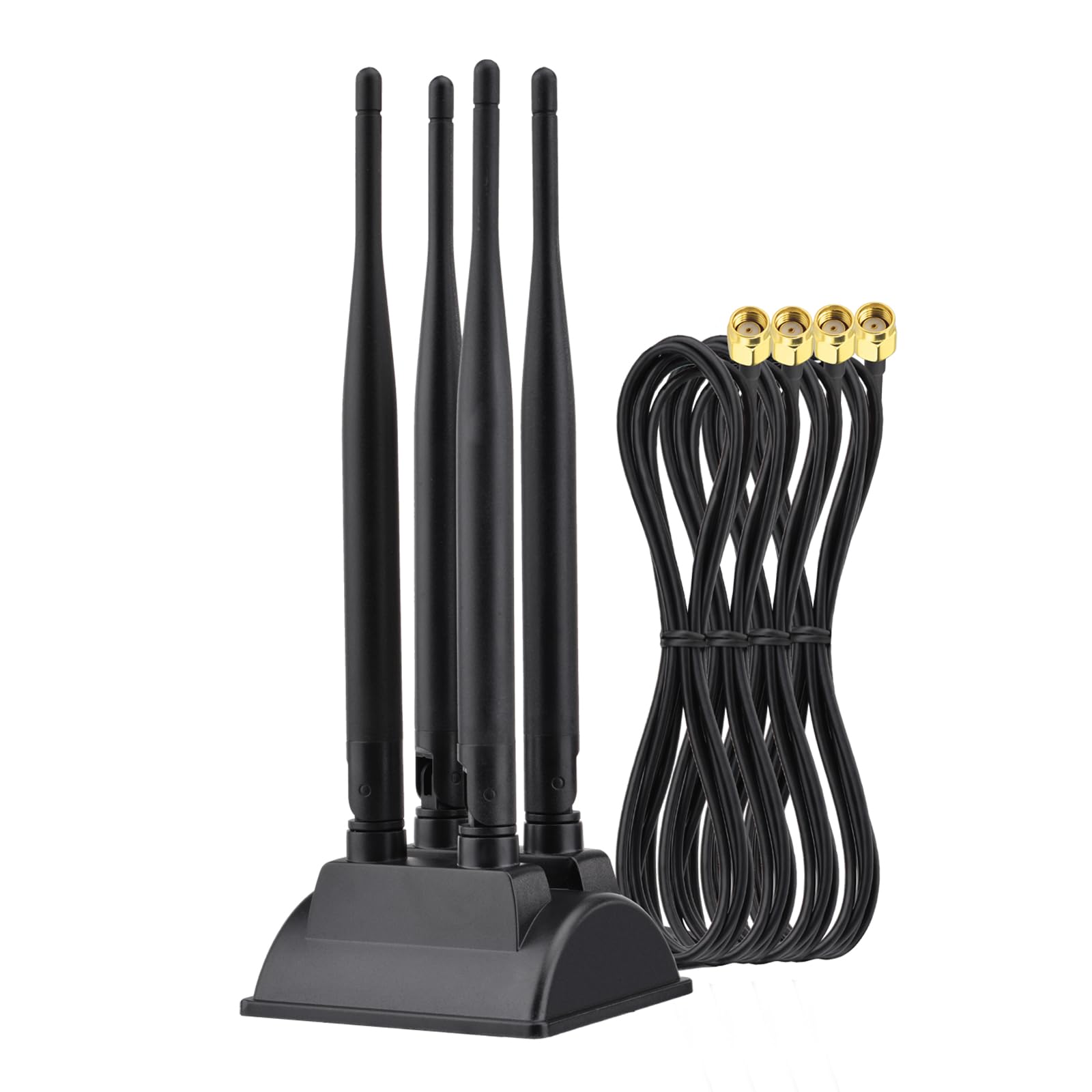 Photo 1 of Eightwood Dual Band WiFi 6 Antenna 2.4GHz 5GHz, 4 RP-SMA Connector WiFi Antenna Magnetic Base for PC Desktop Computer PCIe Bluetooth Card Wireless Router and Access Point