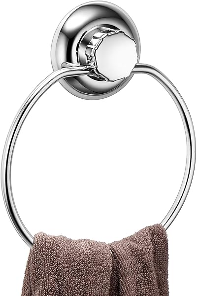 MaxHold No-Drill Suction Towel Ring Vacuum System Stainless Steel Never Rust