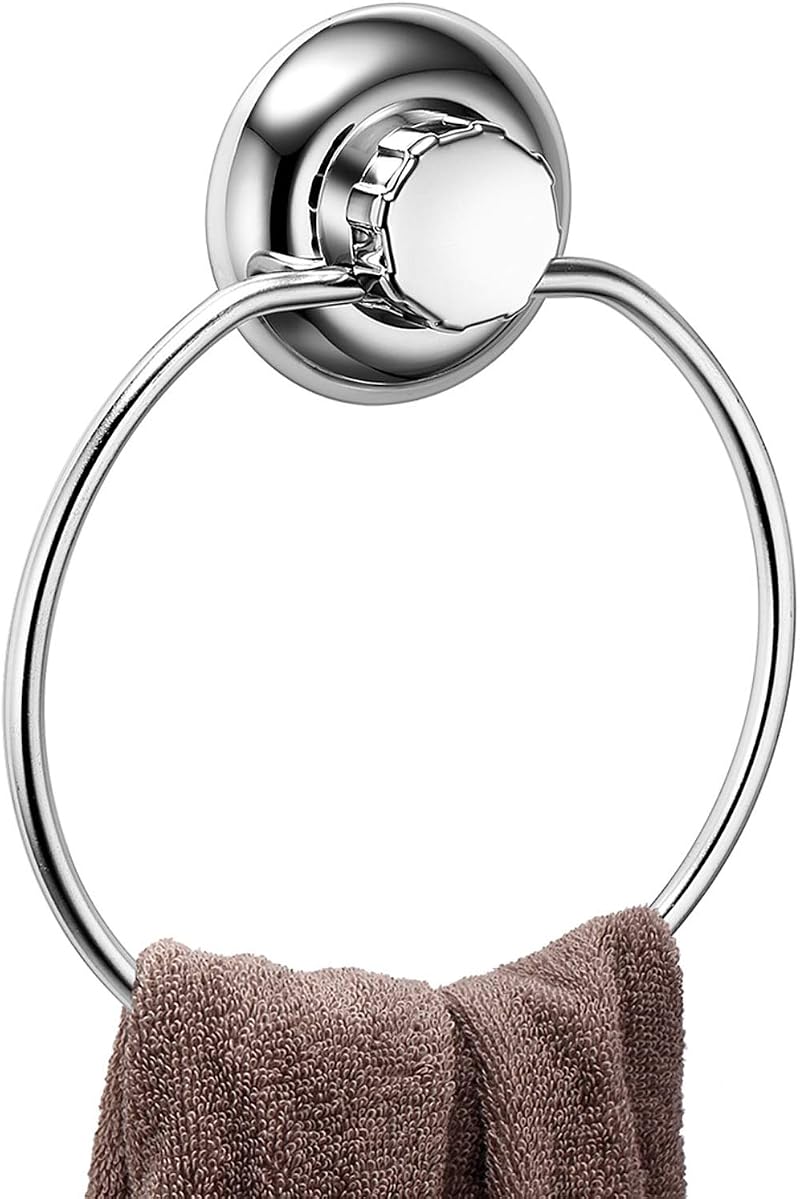 MaxHold No-Drill Suction Towel Ring Vacuum System Stainless Steel Never Rust